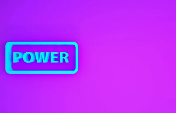 Icono Botón Encendido Azul Aislado Sobre Fondo Púrpura Firma Inicial —  Fotos de Stock