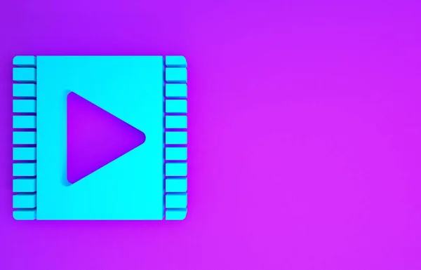 Blue Play Video Icon Isolated Purple Background Film Strip Play — Stock Photo, Image