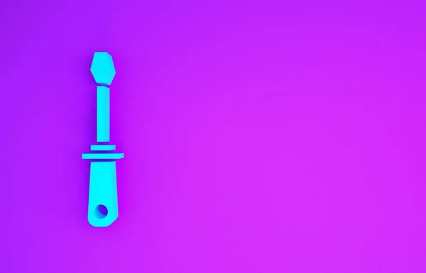 Блакитна Викрутка Ізольована Фіолетовому Фоні Символ Інструменту Обслуговування Концепція Мінімалізму — стокове фото
