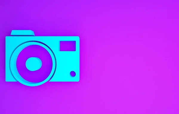 Blue Photo Camera Icon Isolated Purple Background Foto Camera Icon — Stock Photo, Image