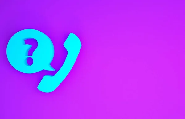 Блакитна Телефонна Ручка Словесна Бульбашкова Ікона Ізольовані Пурпуровому Фоні Телефонний — стокове фото