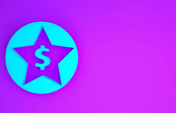 Blue Star Dollar Pictogram Geïsoleerd Paarse Achtergrond Favoriete Beste Beoordeling — Stockfoto