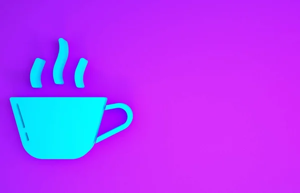 Ікона Синьої Кави Ізольована Фіолетовому Фоні Чай Гаряча Кава Концепція — стокове фото