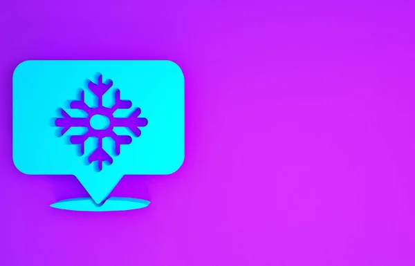 Blue Snowflake Speech Bubble Icon Isolated Purple Background Merry Christmas — Stock Photo, Image