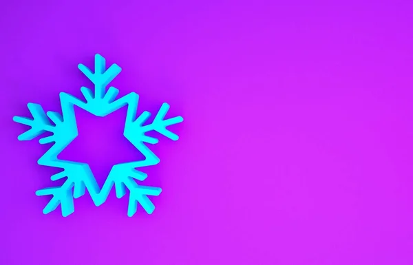 Icône Flocon Neige Bleu Isolé Sur Fond Violet Joyeux Noël — Photo