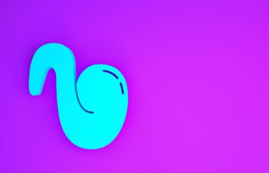 Mavi Kızarmış Tavuk Kanadı simgesi mor arka planda izole edilmiş. Minimalizm kavramı. 3d illüstrasyon 3B canlandırma
