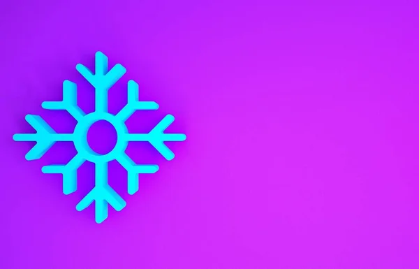 Icono Copo Nieve Azul Aislado Sobre Fondo Morado Feliz Navidad —  Fotos de Stock