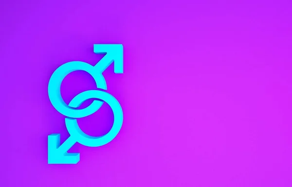 Blue Male Gender Symbol Icon Isolated Purple Background Minimalism Concept — Stock Photo, Image