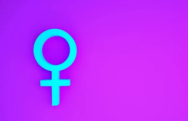 Niebieski Symbol Płci Żeńskiej Ikona Izolowana Fioletowym Tle Symbol Wenus — Zdjęcie stockowe