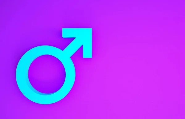 Blue Male Gender Symbol Icon Isolated Purple Background Minimalism Concept — Stock Photo, Image