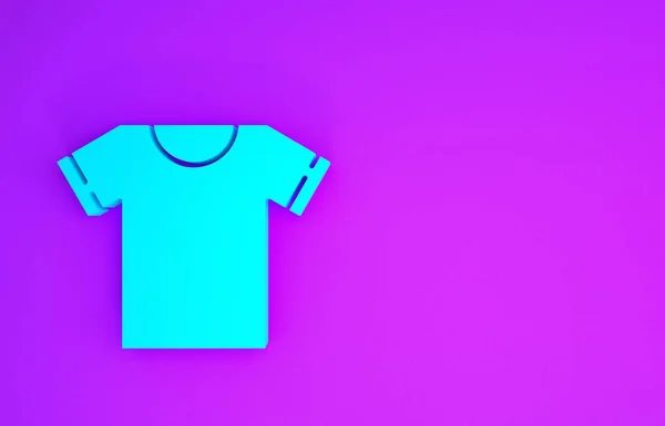 蓝色T恤图标隔离在紫色背景 最低纲领的概念 3D渲染3D插图 — 图库照片