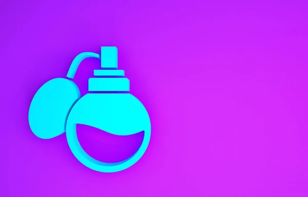 蓝色香水图标隔离在紫色背景 最低纲领的概念 3D渲染3D插图 — 图库照片