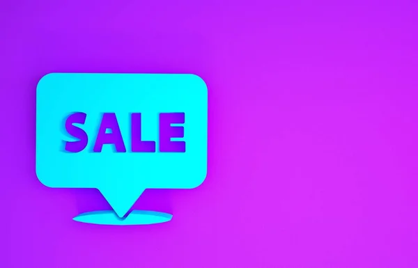 Blue Hanging Sign Text Sale Icon Isolated Purple Background Signboard — Stock Photo, Image