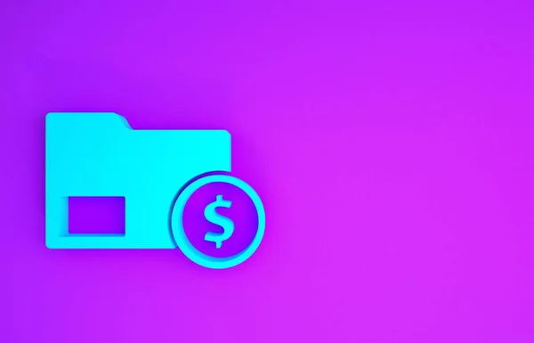 Синій Конверт Символом Монети Долар Ізольовані Фіолетовому Фоні Збільшення Заробітної — стокове фото