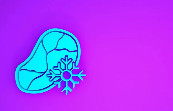 Синий Свежий Замороженный Бифштекс Значок Мяса Изолированы Фиолетовом Фоне Концепция — стоковое фото