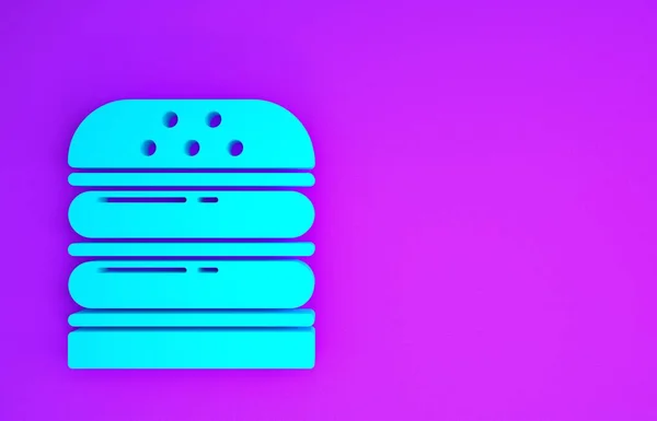 Mavi Burger Simgesi Mor Arkaplanda Izole Edilmiş Hamburger Ikonu Çizburger — Stok fotoğraf