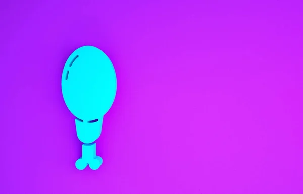 Blaues Hühnerbein Symbol Auf Violettem Hintergrund Chicken Drumstick Minimalismus Konzept — Stockfoto