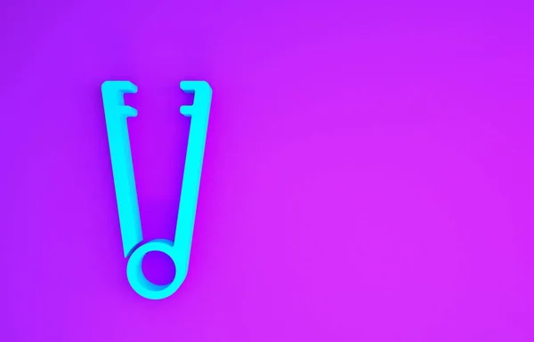 Blaue Fleischzange Symbol Isoliert Auf Violettem Hintergrund Grillzangen Zeichen Grill — Stockfoto