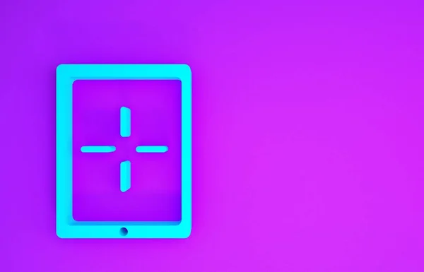 Ícone Console Videogame Portátil Azul Isolado Fundo Roxo Sinal Gamepad — Fotografia de Stock