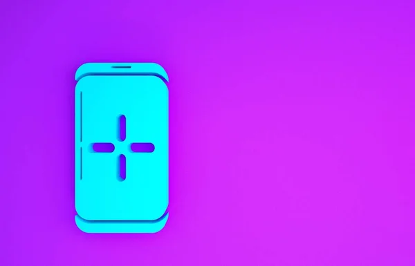 Smartphone Azul Jogando Ícone Jogo Isolado Fundo Roxo Conceito Jogo — Fotografia de Stock