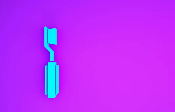 Ікона Синьої Зубної Щітки Ізольована Фіолетовому Тлі Концепція Мінімалізму Рендеринг — стокове фото