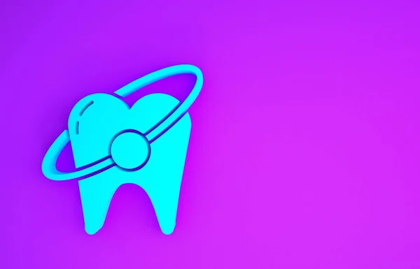 青歯のホワイトニングのコンセプトアイコンは 紫色の背景に隔離されました 歯科クリニックや歯科医療センターの歯のシンボル 最小限の概念 3Dイラスト3Dレンダリング — ストック写真