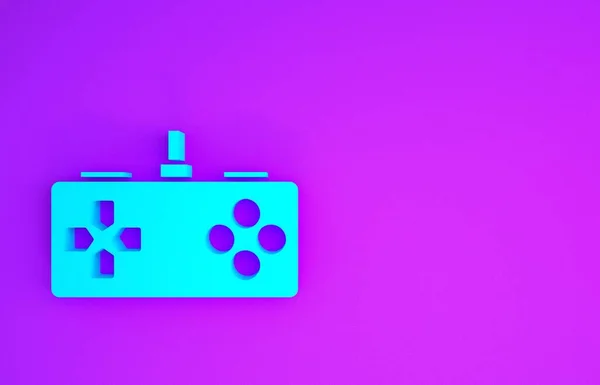 Ícone Azul Gamepad Isolado Fundo Roxo Controlador Jogo Conceito Minimalismo — Fotografia de Stock