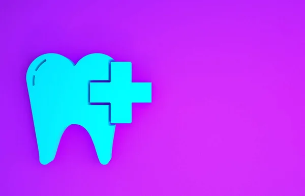 Blue Dental Clinic Dental Care Tooth Icon Isolated Purple Background — Stock Photo, Image