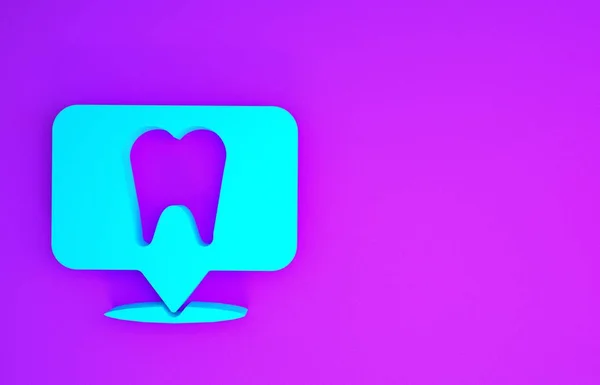 Blue Dental Clinic Standort Symbol Isoliert Auf Lila Hintergrund Minimalismus — Stockfoto