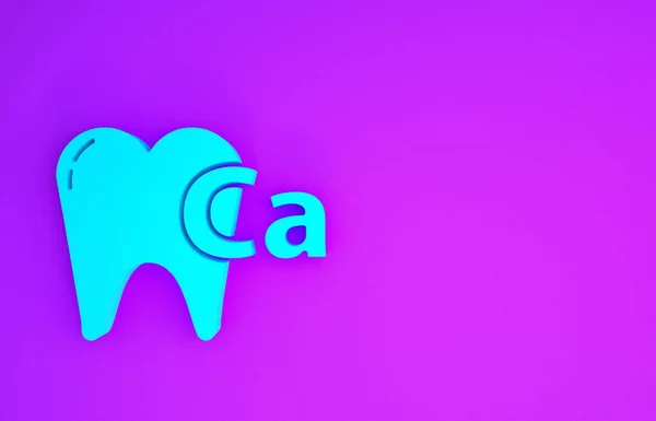 Cálcio Azul Para Ícone Dente Isolado Fundo Roxo Símbolo Dente — Fotografia de Stock