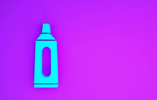 紫色の背景に単離された歯磨き粉のアイコンのブルーチューブ 最小限の概念 3Dイラスト3Dレンダリング — ストック写真