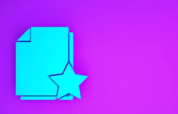 Blaues Dokument Mit Sternsymbol Auf Violettem Hintergrund Bestes Dokument Favorit — Stockfoto