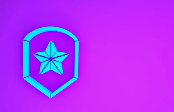 Icono Placa Azul Policía Aislado Sobre Fondo Púrpura Insignia Del — Foto de Stock