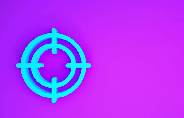 Blue Target sport icon isolated on purple background. Clean target with numbers for shooting range or shooting. Minimalism concept. 3d illustration 3D render