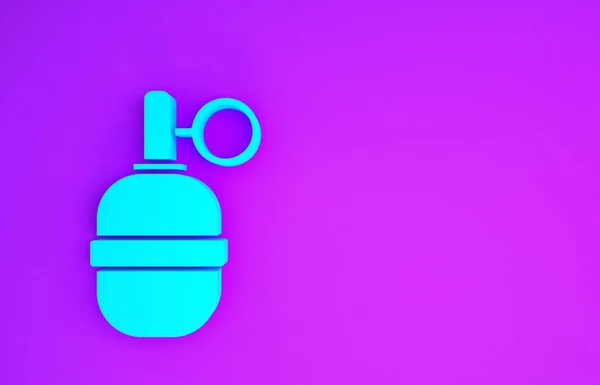 수류탄 아이콘은 보라색 배경에 분리되어 있습니다 미니멀리즘의 개념입니다 렌더링 — 스톡 사진