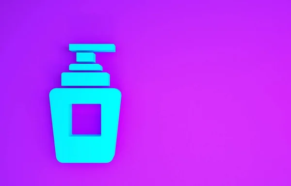 Garrafa Azul Shampoo Ícone Isolado Fundo Roxo Conceito Minimalismo Ilustração — Fotografia de Stock