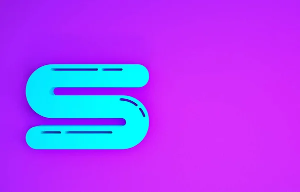 紫色の背景に隔離された青いタオルのアイコン 最小限の概念 3Dイラスト3Dレンダリング — ストック写真
