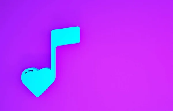 Blue Music Nota Tono Con Corazón Icono Aislado Sobre Fondo — Foto de Stock