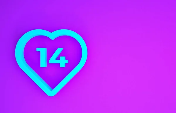 蓝色心脏图标隔离在紫色背景 浪漫的象征连在一起 连在一起 激情和婚礼 情人节 二月十四日最低纲领的概念 3D渲染3D插图 — 图库照片