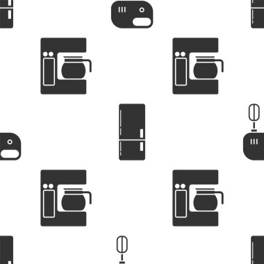 Elektrik karıştırıcısını, buzdolabını ve kahve makinesini kusursuz desenli cam demlikle ayarla. Vektör