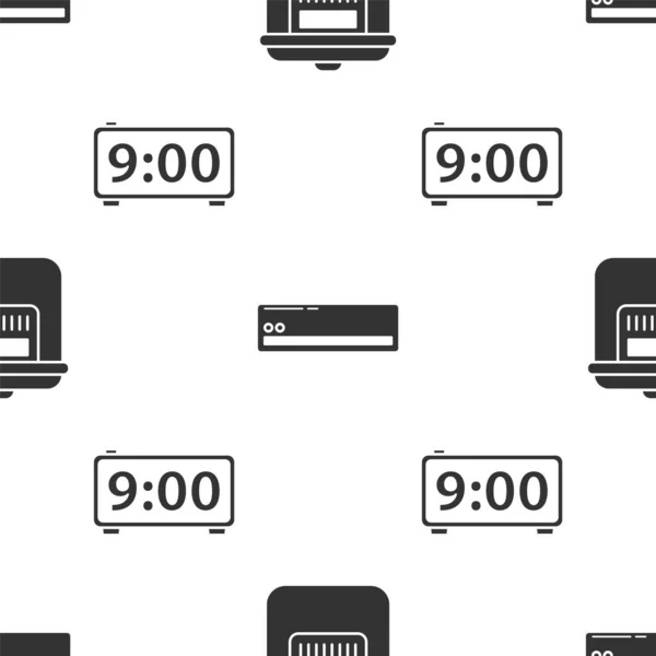 Set Cocina Lenta Aire Acondicionado Despertador Digital Patrón Sin Costuras — Archivo Imágenes Vectoriales