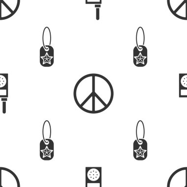 Telsiz, Barış ve Askeri künyeyi kusursuz desenlere ayarlayın. Vektör