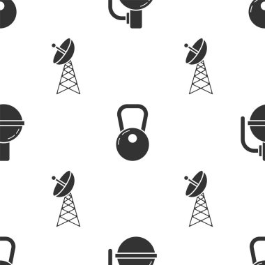 El bombasını, Kettlebell 'i ve Radar' ı kusursuz desene ayarlayın. Vektör