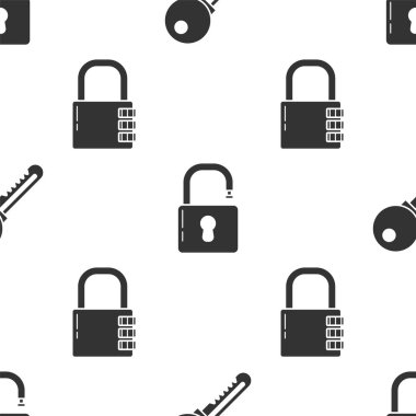 Anahtar, kilit kilidini aç ve güvenli kilidi kusursuz desene ayarla. Vektör