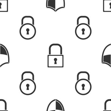 Kalkan 'ı, Kilitle ve Kilitle' yi kusursuz desene ayarla. Vektör
