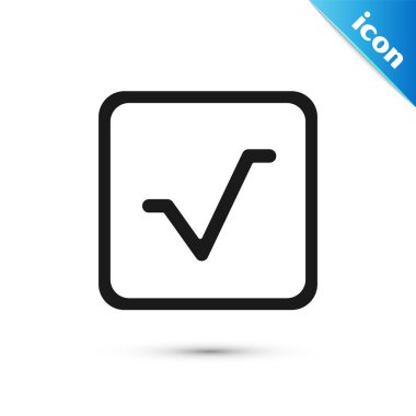 Gri kare kök simgesi beyaz arkaplanda izole edildi. Vektör İllüstrasyonu