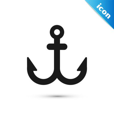 Gri Çapa simgesi beyaz arkaplanda izole edildi. Vektör İllüstrasyonu