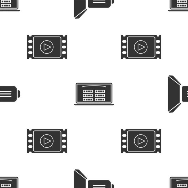 Set Movie Spotlight Buy Cinema Ticket Online Play Video Seamless — стоковый вектор