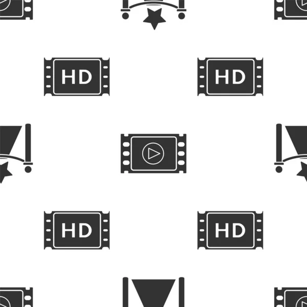 Set Szőnyeg Korlátok Csillag Play Video Film Szalag Keret Zökkenőmentes — Stock Vector