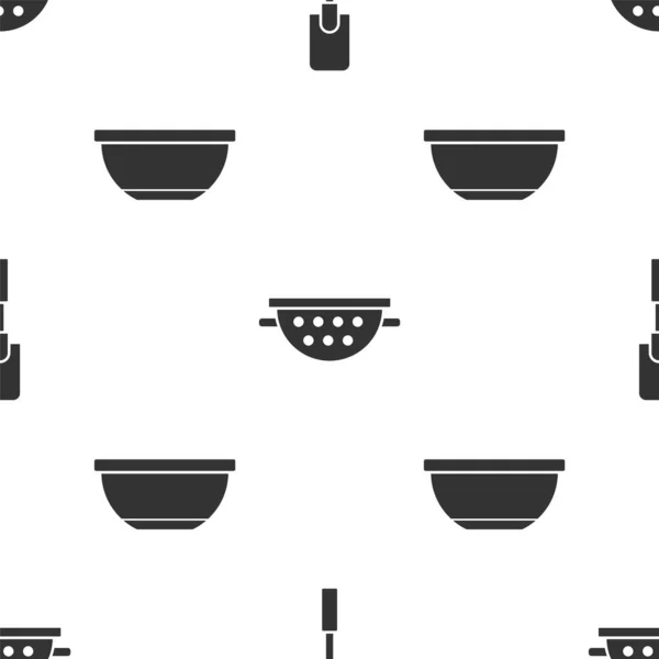 Set Spatule Passoire Cuisine Bol Sur Motif Sans Couture Vecteur — Image vectorielle